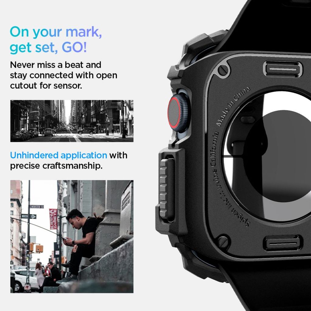 Spigen Rugged Armor Deksel til Apple Watch 10 46mm - Svart
