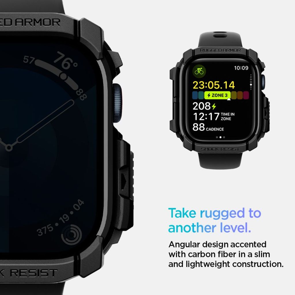 Spigen Rugged Armor Deksel til Apple Watch 10 46mm - Svart