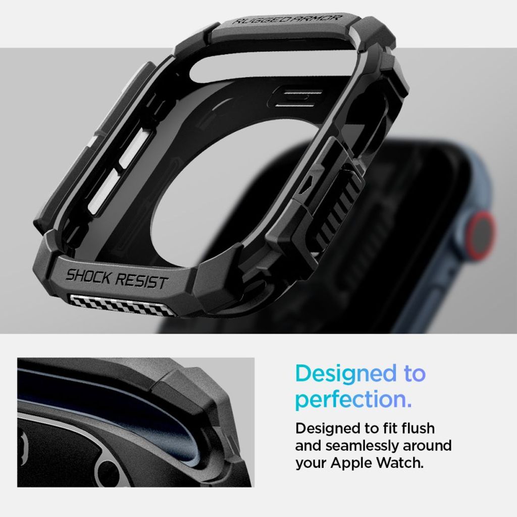 Spigen Rugged Armor Deksel til Apple Watch 10 46mm - Svart