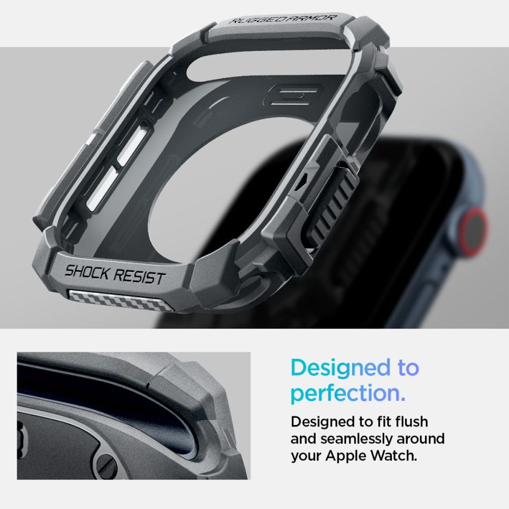 Spigen Rugged Armor Deksel til Apple Watch 10 46mm - Grå