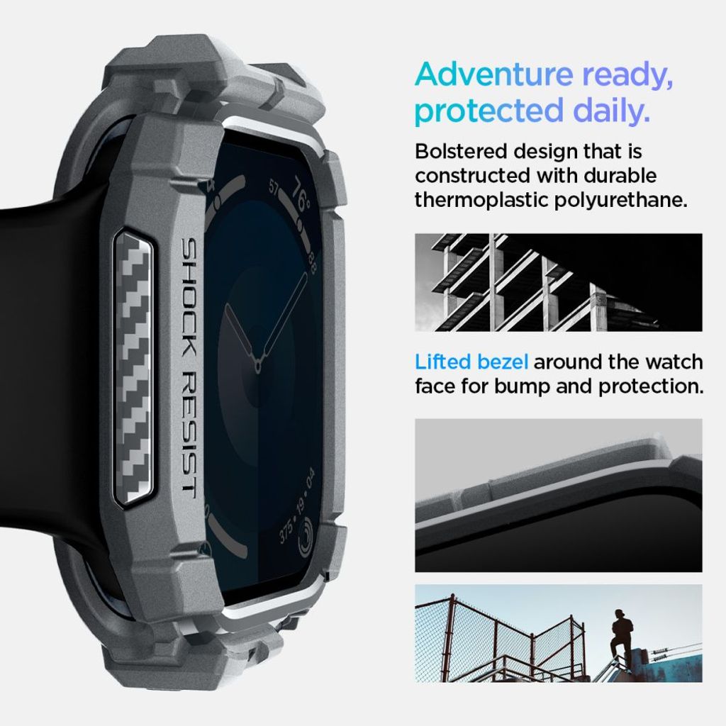 Spigen Rugged Armor Deksel til Apple Watch 10 46mm - Grå