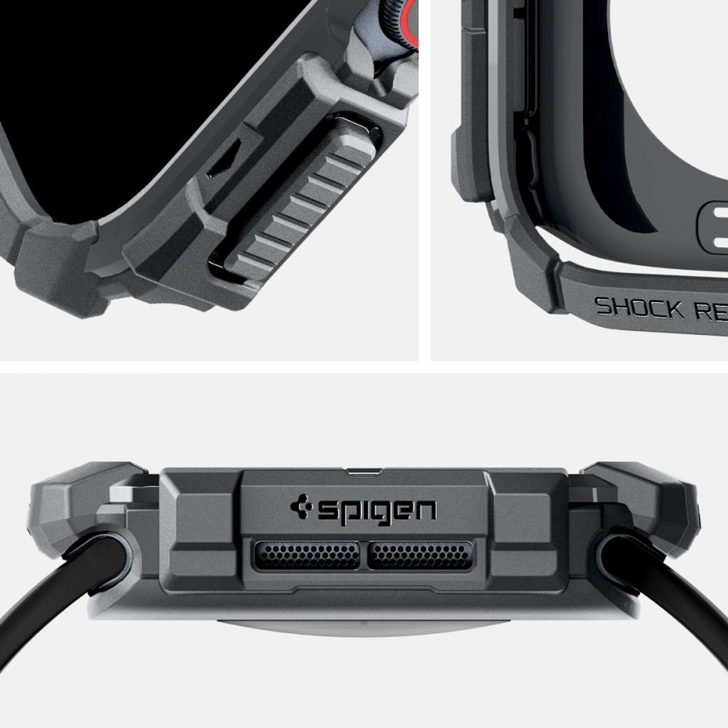 Spigen Rugged Armor Deksel til Apple Watch 10 46mm - Grå