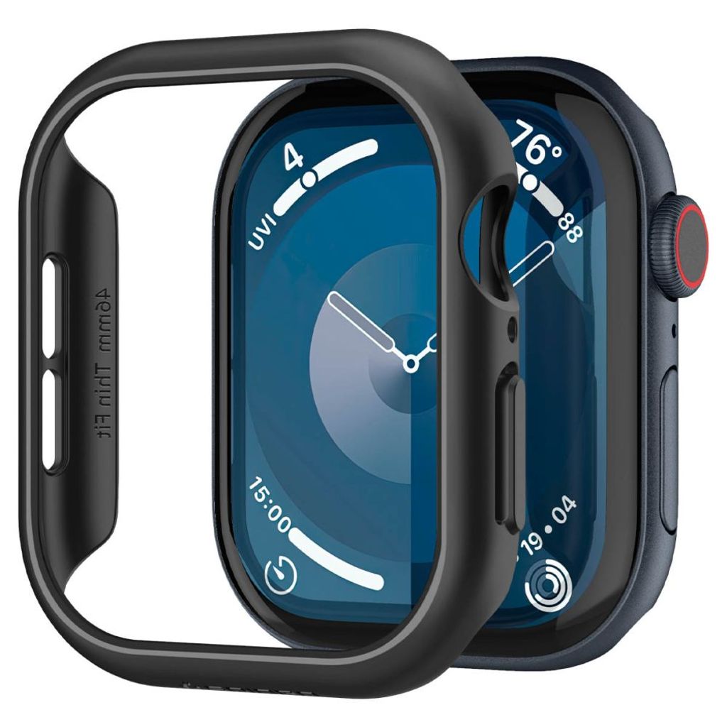 Spigen Thin Fit Deksel til Apple Watch 10 46mm - Svart