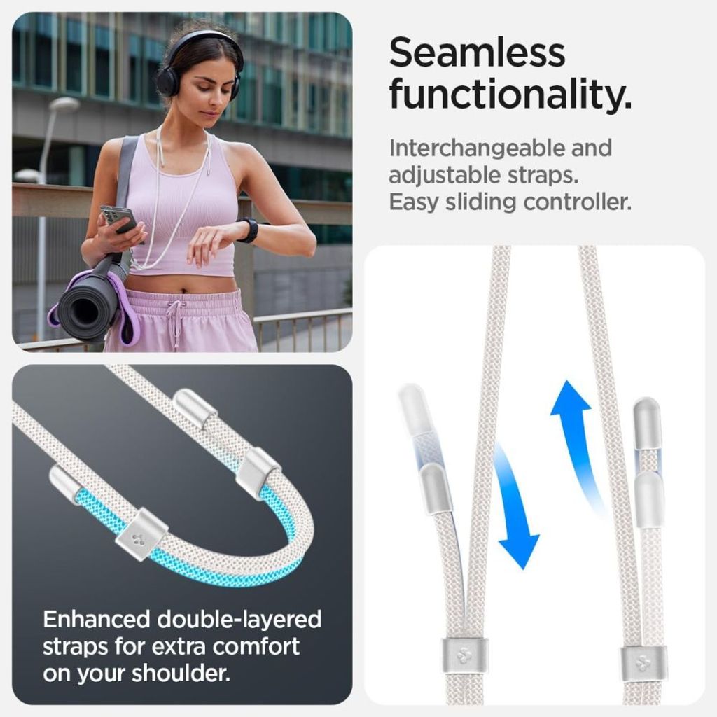 Spigen Universal Telefonrem Set Crossbody och Handled – Vit