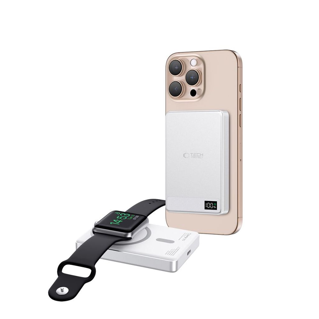 Powerbank Tech-Protect PB33 LifeMag MagSafe 5000mAh – sølv
