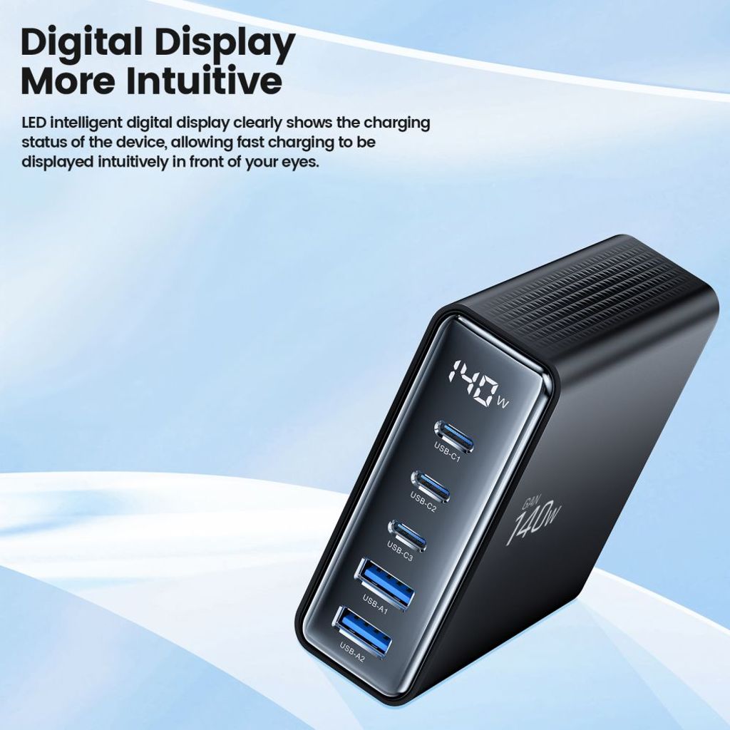 Tech-Protect DC140W-GAN 5-PORT PD140W/QC3.0 Charging Station - Svart