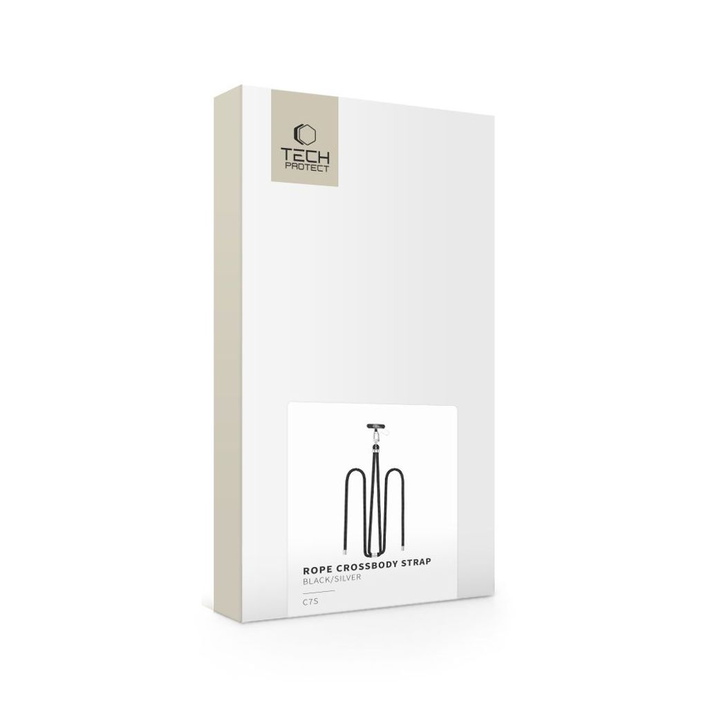 Tech-Protect C7S säädettävä puhelinhihna – musta/hopea