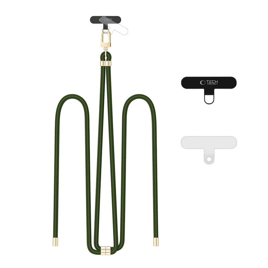 Tech-Protect C7S säädettävä puhelinhihna – vihreä/kulta