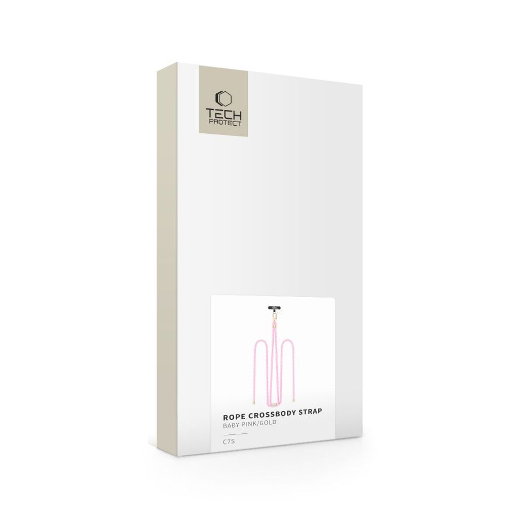 Tech-Protect C7S säädettävä puhelinhihna – vaaleanpunainen/kulta