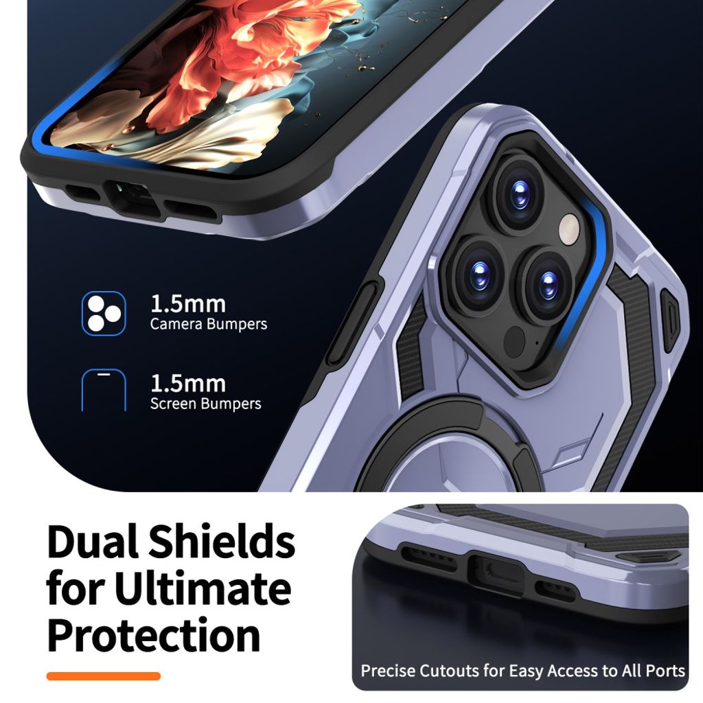 iPhone 15 Pro Max Case with Ring holder - Light blue