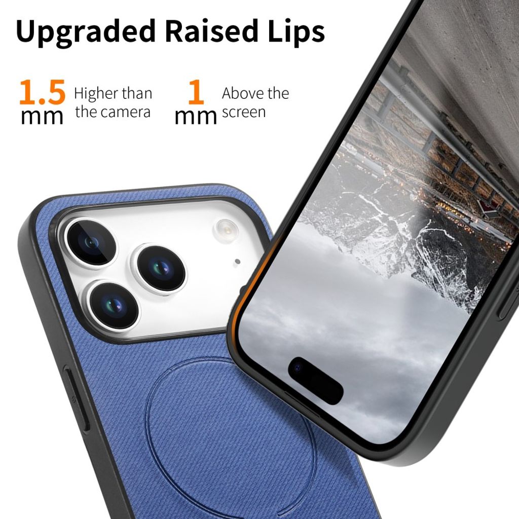 iPhone 17 Pro Max MagSafe-cover med tekstil-look - blå