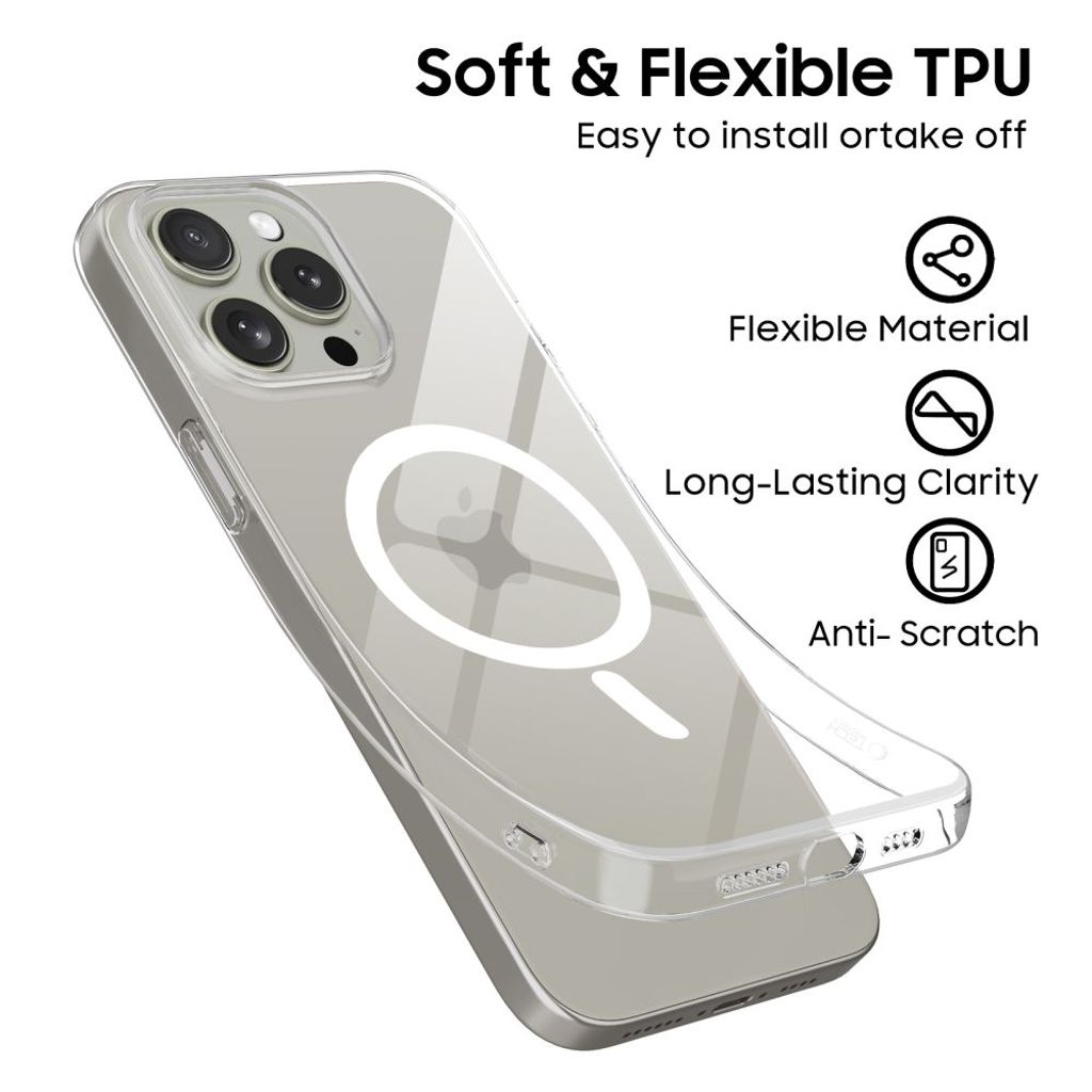 Tech-Protect FlexAir MagSafe Deksel til iPhone 15 Pro Max - Gjennomsiktig