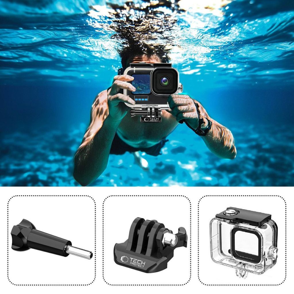 Tech-Protect GA200 Waterproof Case for GoPro Hero 9 / 10 / 11 / 12 – Transparent