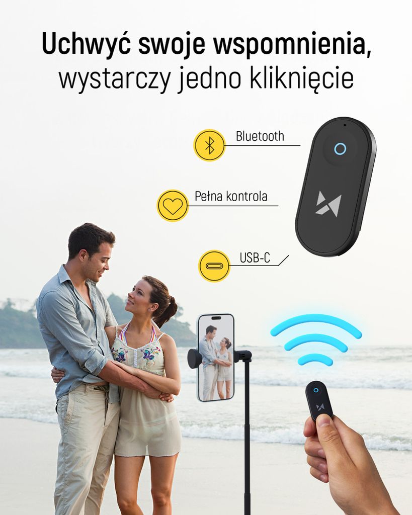 Wozinsky Selfie-keppi/kolmijalka automaattisesti pidennettävillä jaloilla 170 cm – musta