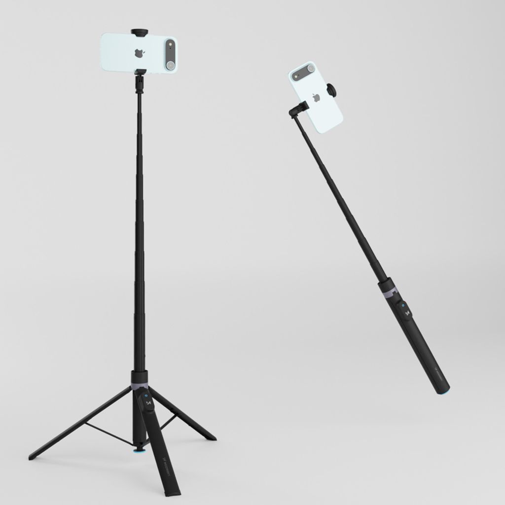 Wozinsky Selfie-keppi/kolmijalka automaattisesti pidennettävillä jaloilla 170 cm – musta