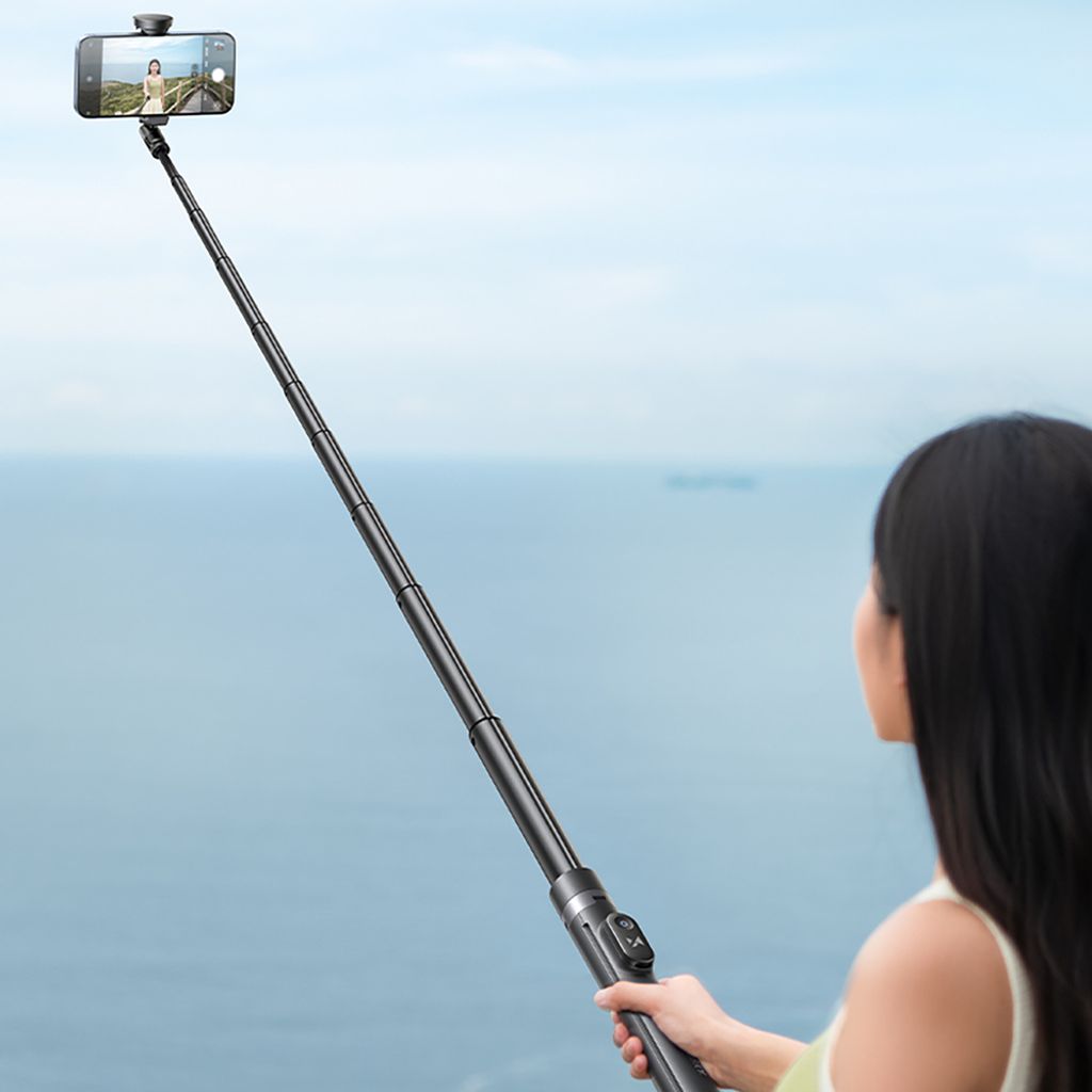 Wozinsky Selfie-keppi/kolmijalka automaattisesti pidennettävillä jaloilla 170 cm – musta