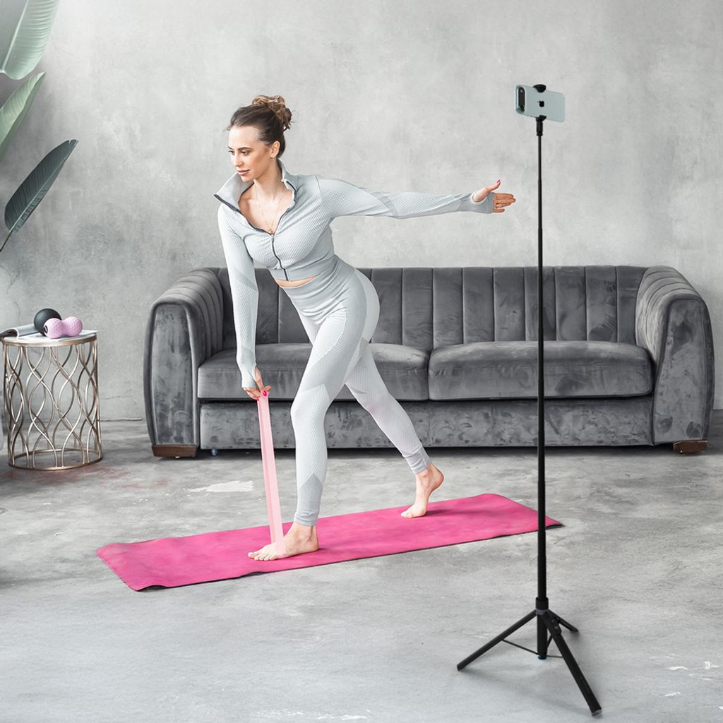 Wozinsky Selfie-keppi/kolmijalka automaattisesti pidennettävillä jaloilla 170 cm – musta