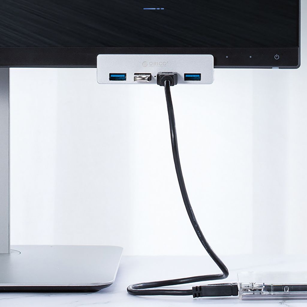 Orico MH4PU Hub Clamp-Mounted 4x USB-A 3.0 – Sølv