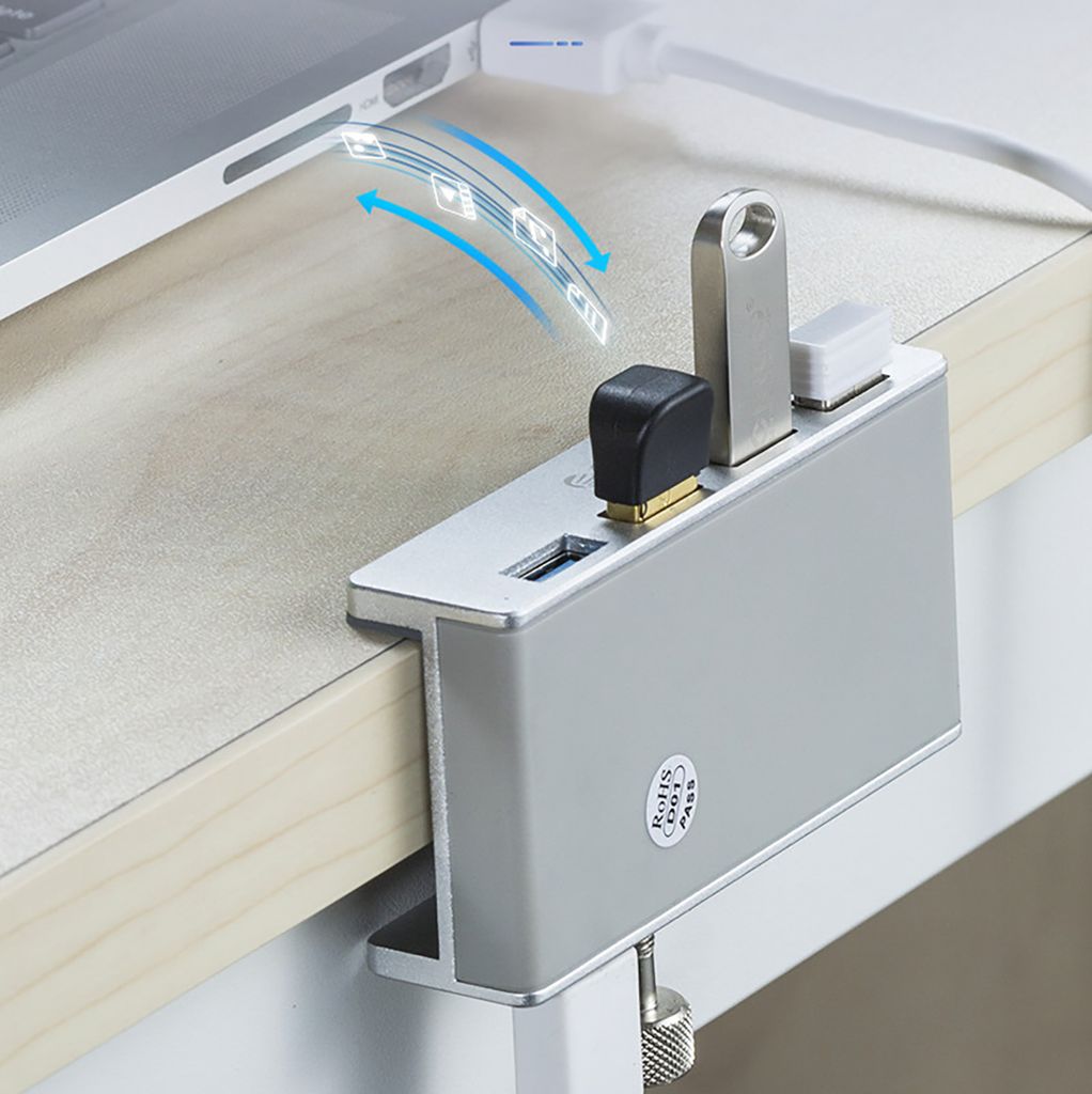Orico MH4PU Hub Clamp-Mounted 4x USB-A 3.0 – Sølv