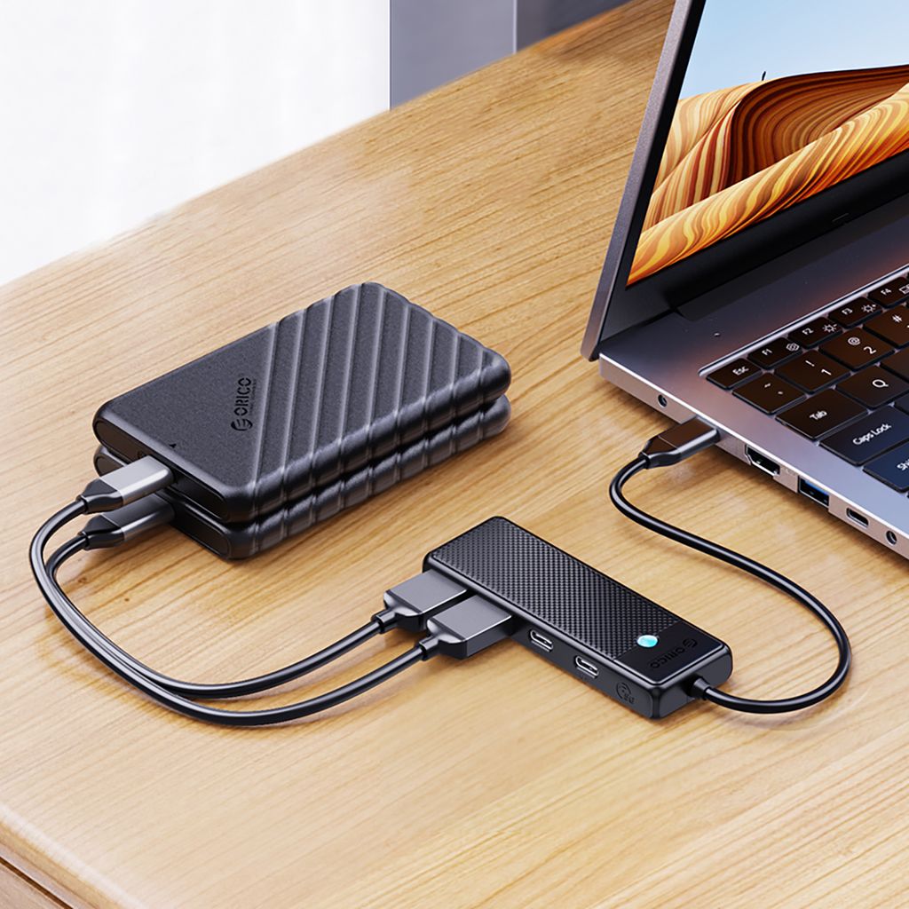 Hub USB-C Orico PAPW2AC-C3 dockingstasjon 2x USB-A + 2x USB-C - svart