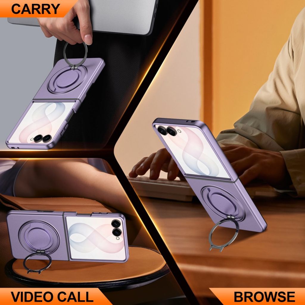Samsung Galaxy Z Flip8 MagSafe kuori rengasjalustalla - Violetti