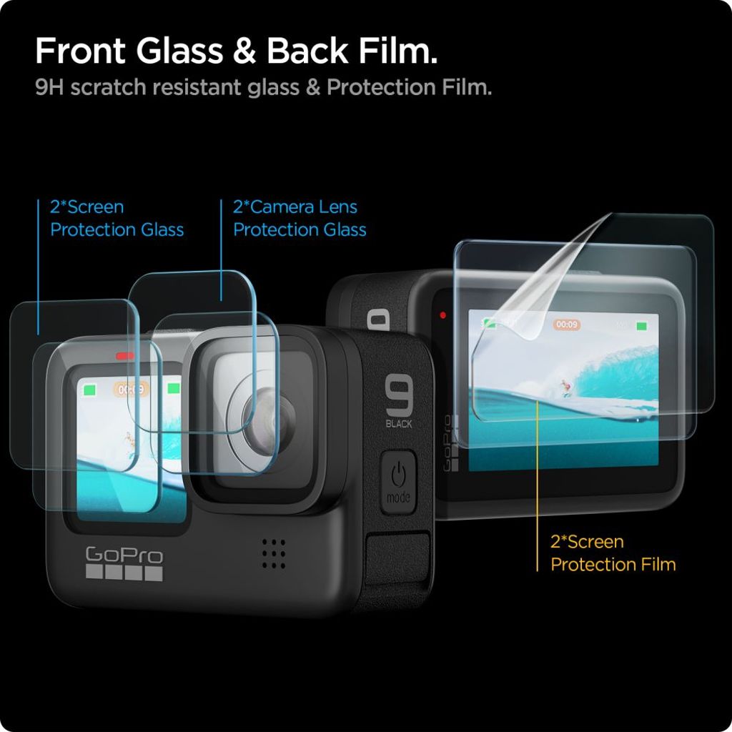Spigen GoPro Hero 9/10/11/12 Screen Protector 2-Pack – Transparent