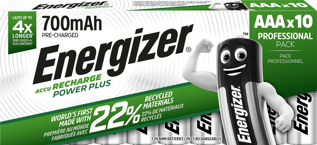 Energizer Ladattava Power Plus AAA Paristo 1.2V - 10 kpl