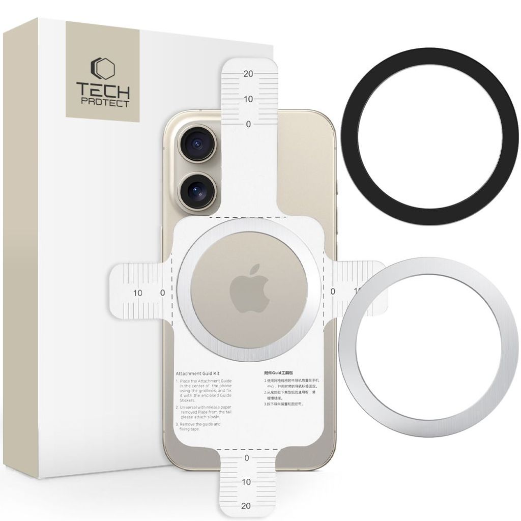Tech-Protect MMP-110 2in1 magnetisk ring med MagSafe – sølv-sort