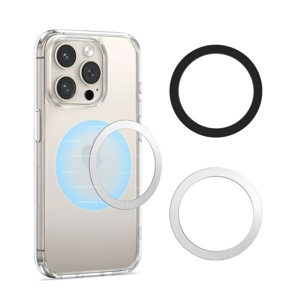 Tech-Protect MMP-110 2in1 magnetisk ring med MagSafe – sølv-sort