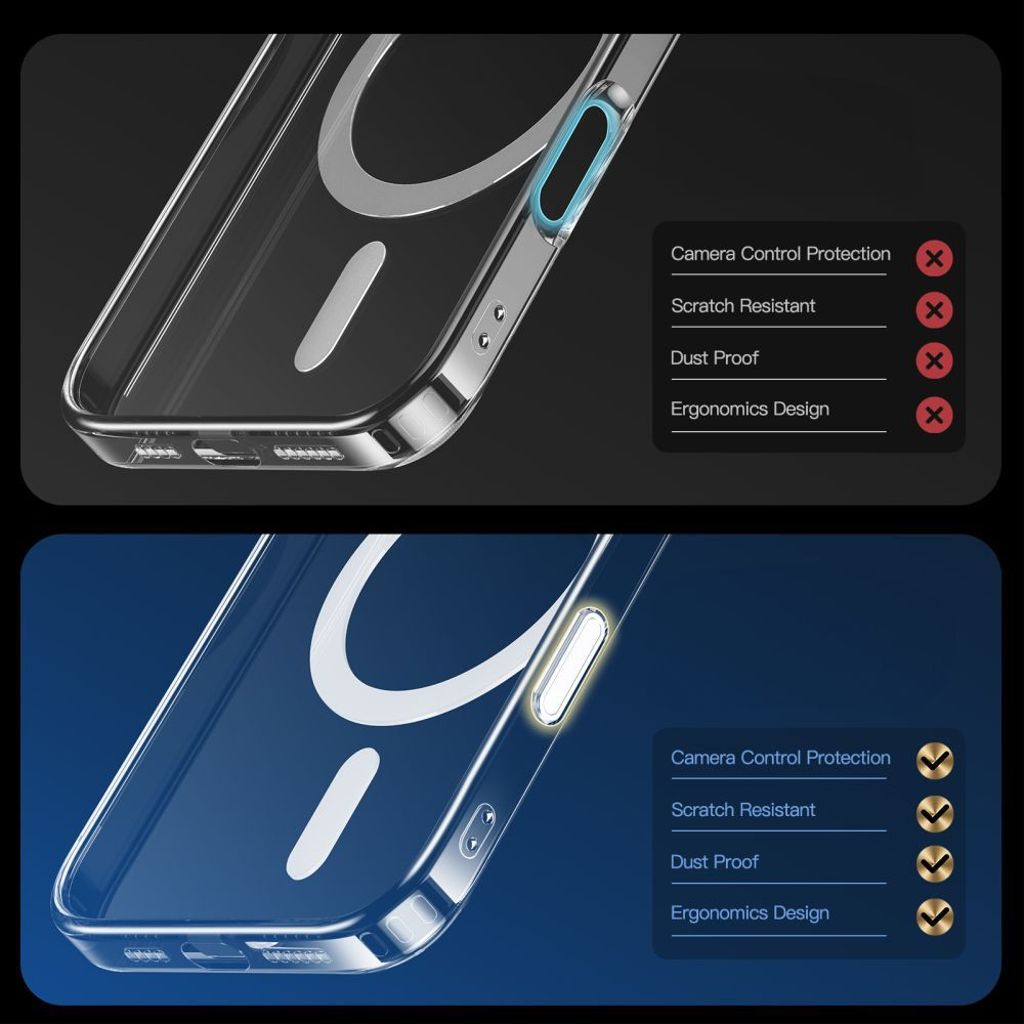 Tech-Protect Flexair Hybrid CC Magsafe Deksel til iPhone 16 Pro Max - Gjennomsiktig
