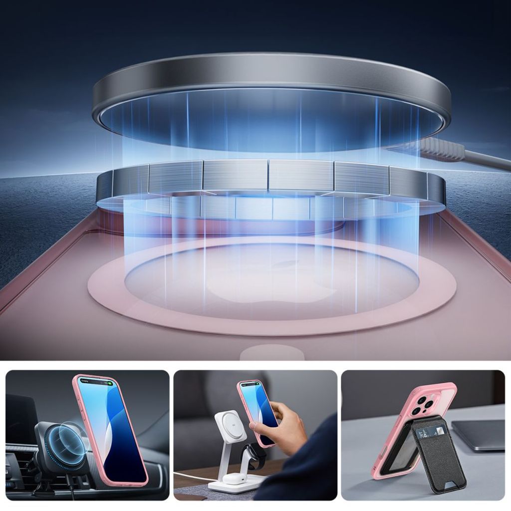 ESR Classic Pro Halolock MagSafe Set Cover & Skærmbeskyttelse til iPhone 16 Pro Max - Lyserød