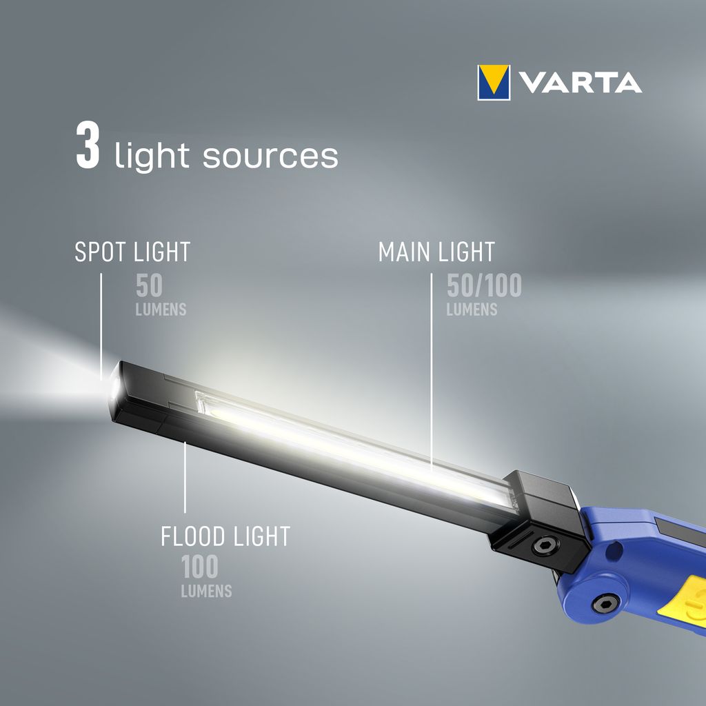 VARTA Work Flex monitoiminen F20R työvalo F20R ladattava 100Lm