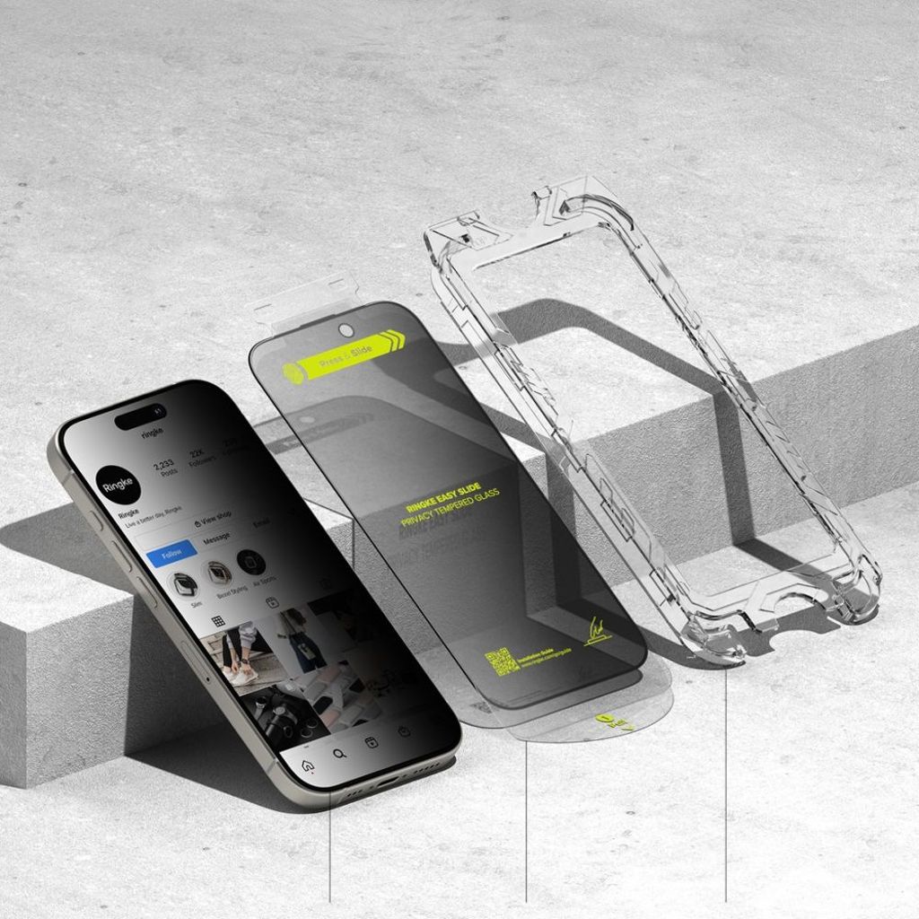 Ringke Easy Slide Privacy Glass 2-pack Skjermbeskytter til iPhone 16 Pro