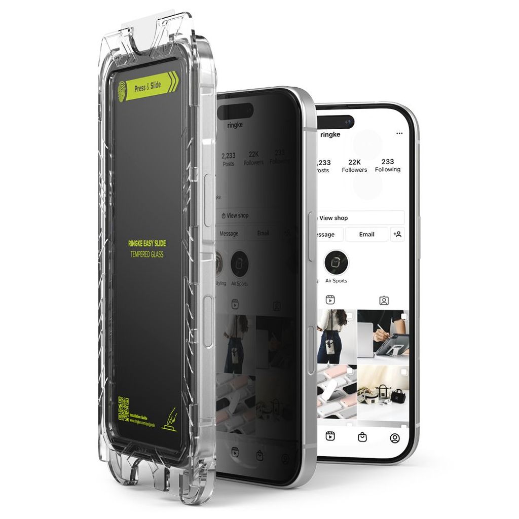 Ringke Easy Slide Privacy Glass 2-pack Skjermbeskytter til iPhone 16 Pro Max