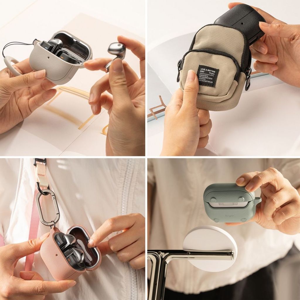 Ringke Onyx MagSafe with Carabiner Cover til Samsung Galaxy Buds 3/3 Pro - Grå