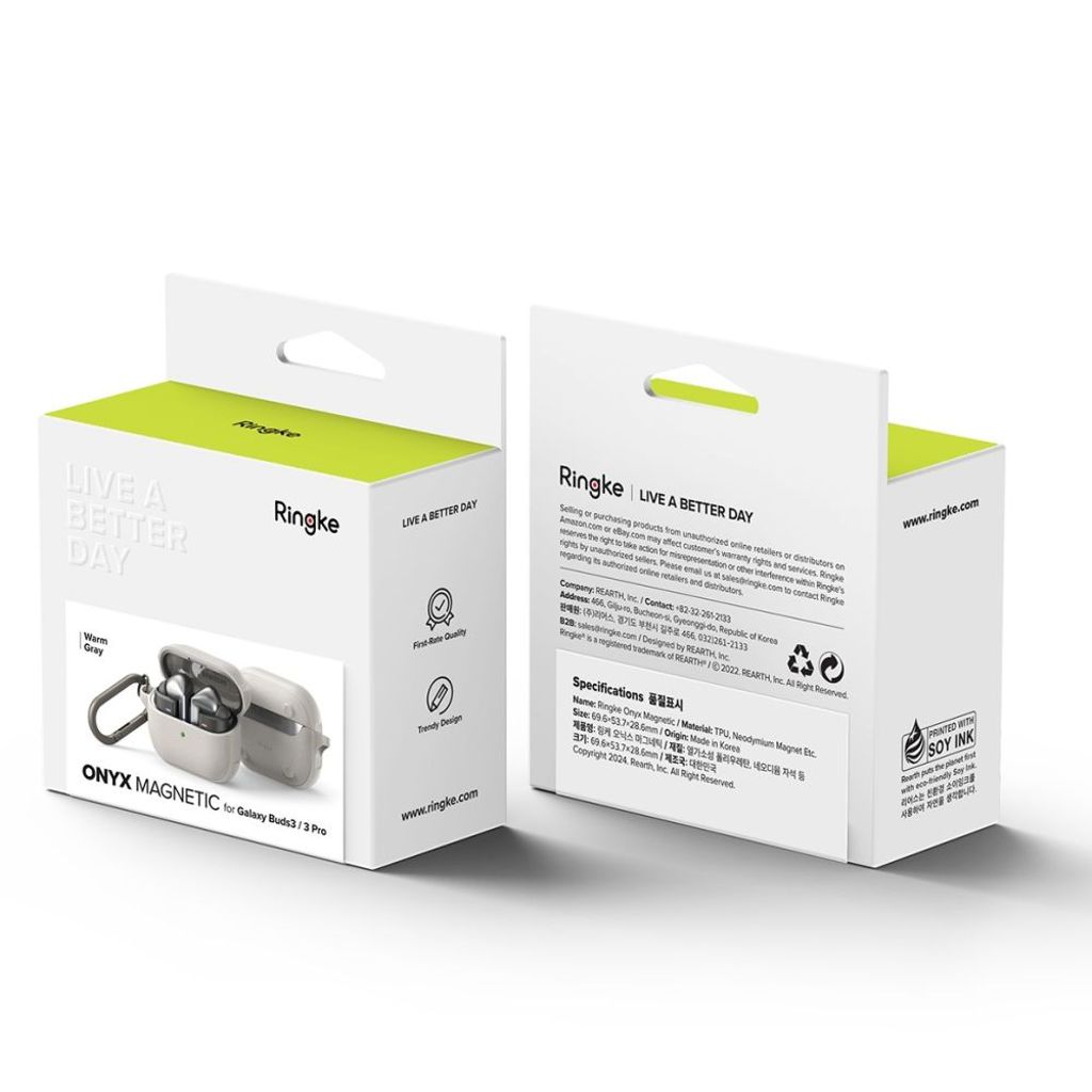 Ringke Onyx MagSafe with Carabiner Cover til Samsung Galaxy Buds 3/3 Pro - Grå