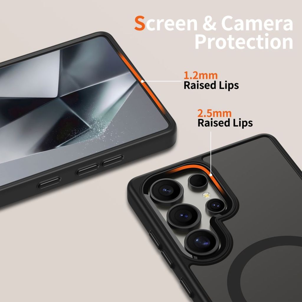 Tech-Protect MagMat MagSafe Deksel til Samsung Galaxy S25 Ultra - Gjennomsiktig svart