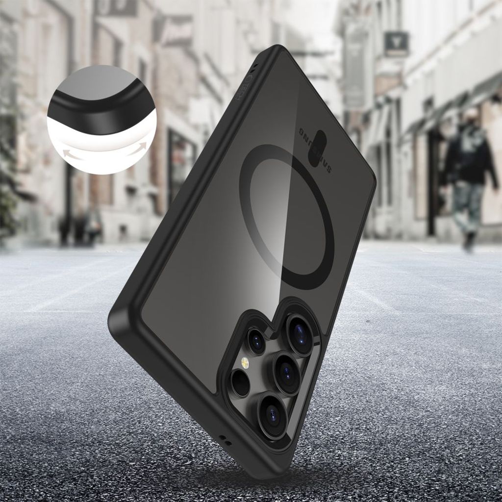 Tech-Protect MagMat MagSafe Deksel til Samsung Galaxy S25 Ultra - Gjennomsiktig svart