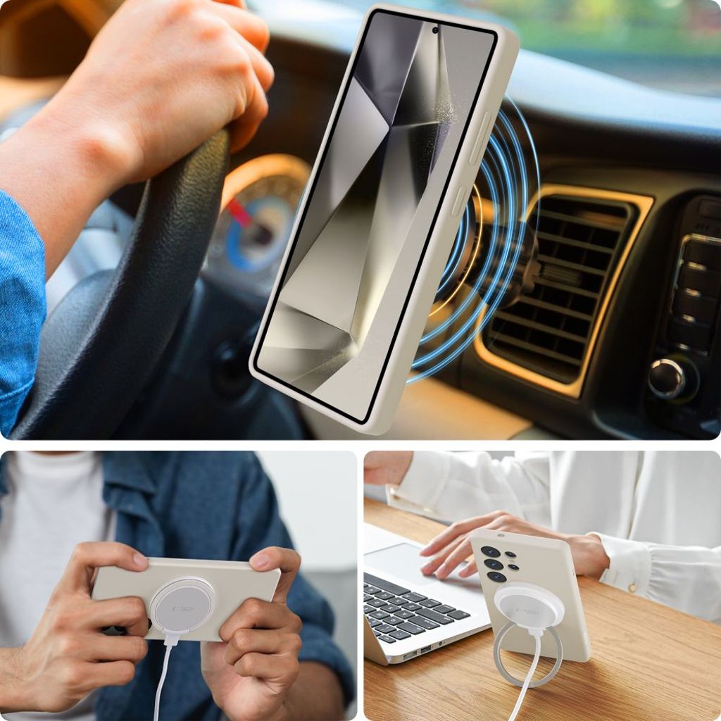 Tech-Protect Liquid Silicone MagSafe Deksel til Samsung Galaxy S25 Ultra - Hvit