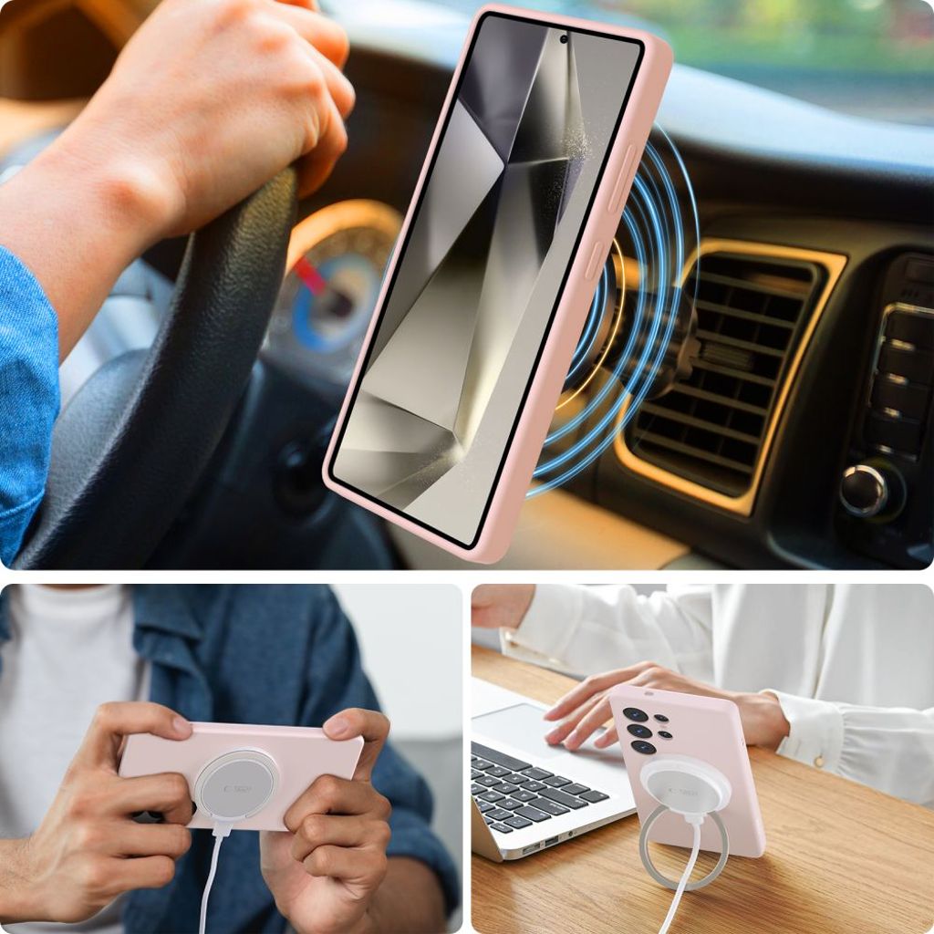 Tech-Protect Liquid Silicone MagSafe Deksel til Samsung Galaxy S25 Ultra - Rosa