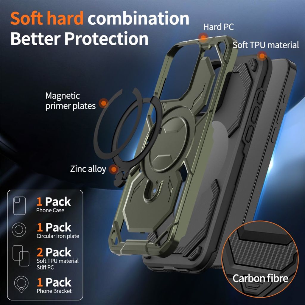 iPhone 13 Pro Max Kuori Magneettinen Ring Jalusta - Vihreä