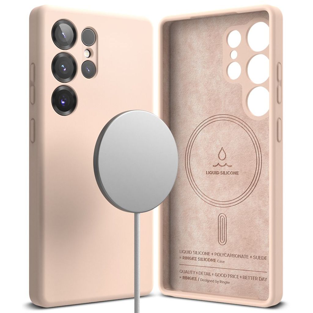 Ringke Silicone MagSafe Cover til Samsung Galaxy S25 Ultra - Lyserød