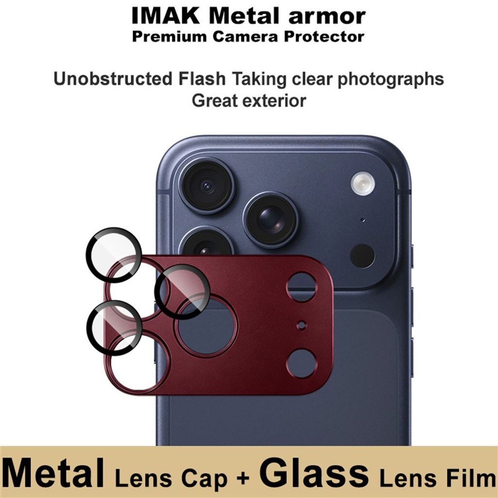 IMAK iPhone 18 Pro -linssinsuoja karkaistusta lasista/metallista - punainen