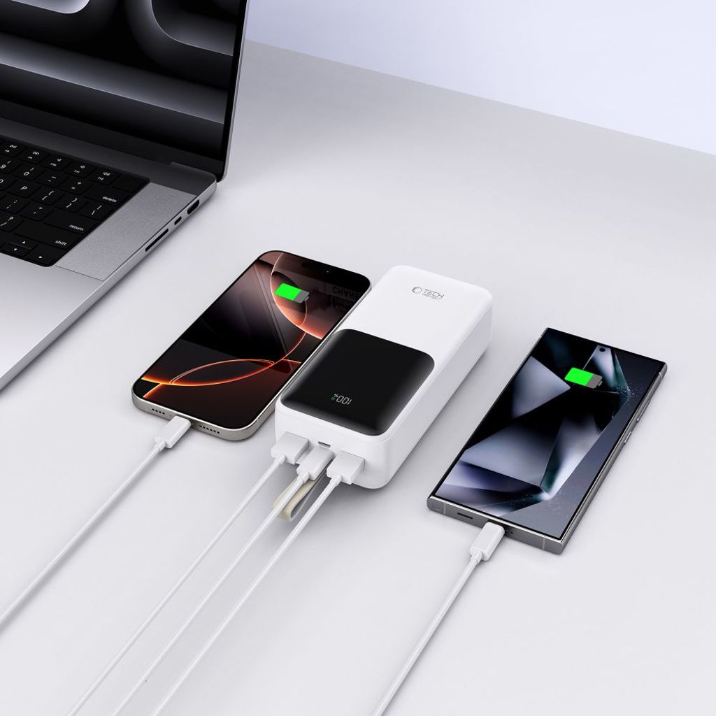 Powerbank Tech-Protect PB03 30000mAh 22.5W - hvit