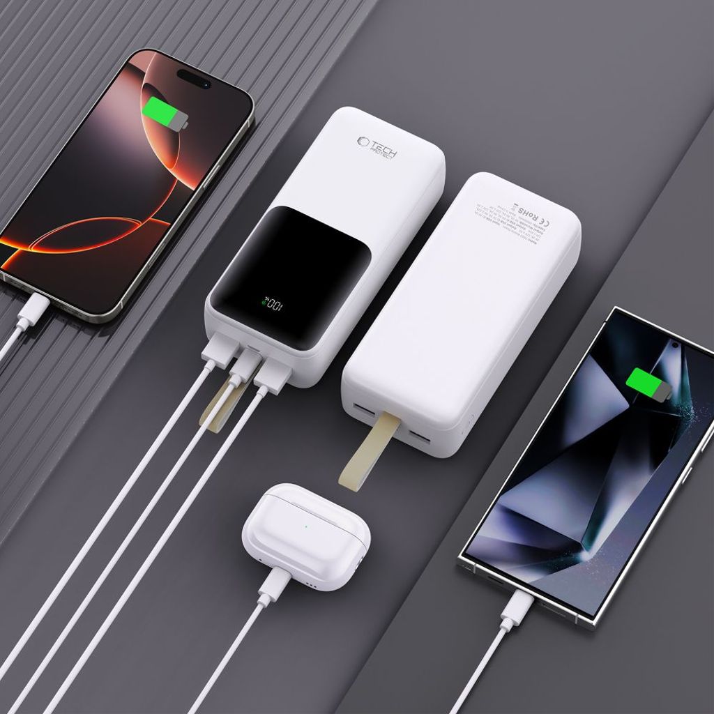 Powerbank Tech-Protect PB03 30000mAh 22.5W - hvit