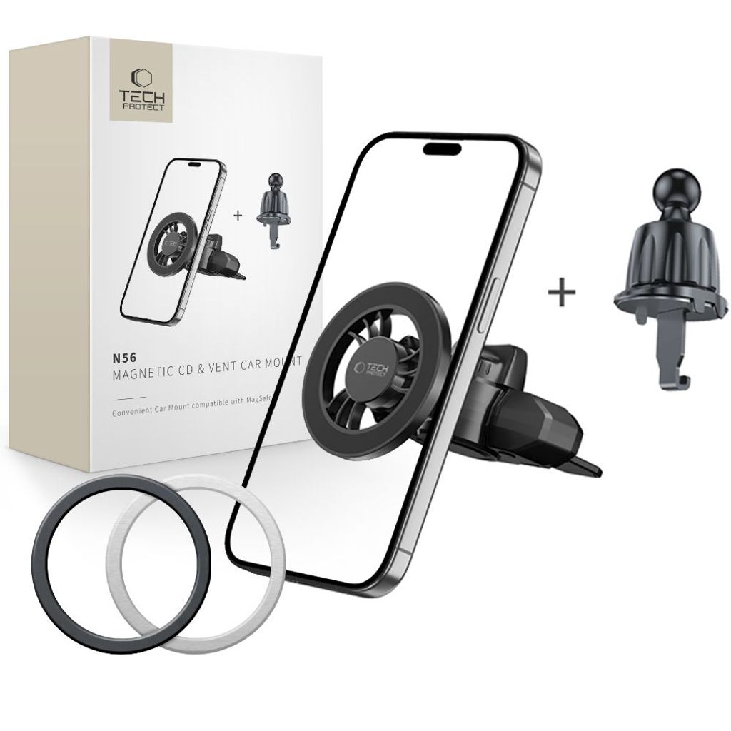 Tech Protect N56 Magneettinen MagSafe-puhelinteline CD-soittimelle autoon – Musta
