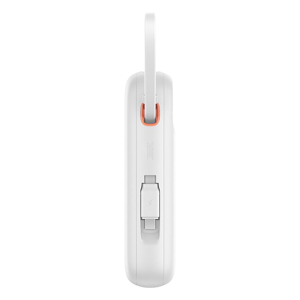 Baseus QPow 2 20000mAh 30W powerbank med 2 innebygde USB-C-kabler – hvit