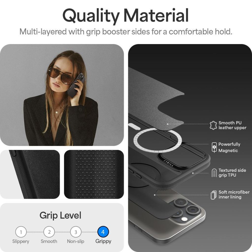 Spigen Cyrill Classic Charm Magsafe Cover til iPhone 16 Pro Max - Sort