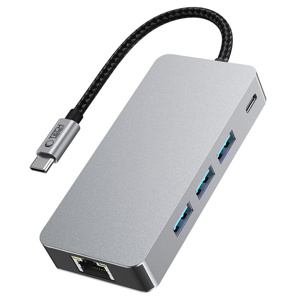 Tech-Protect HB05 HUB 9in1 USB-C HUB adapter - grå