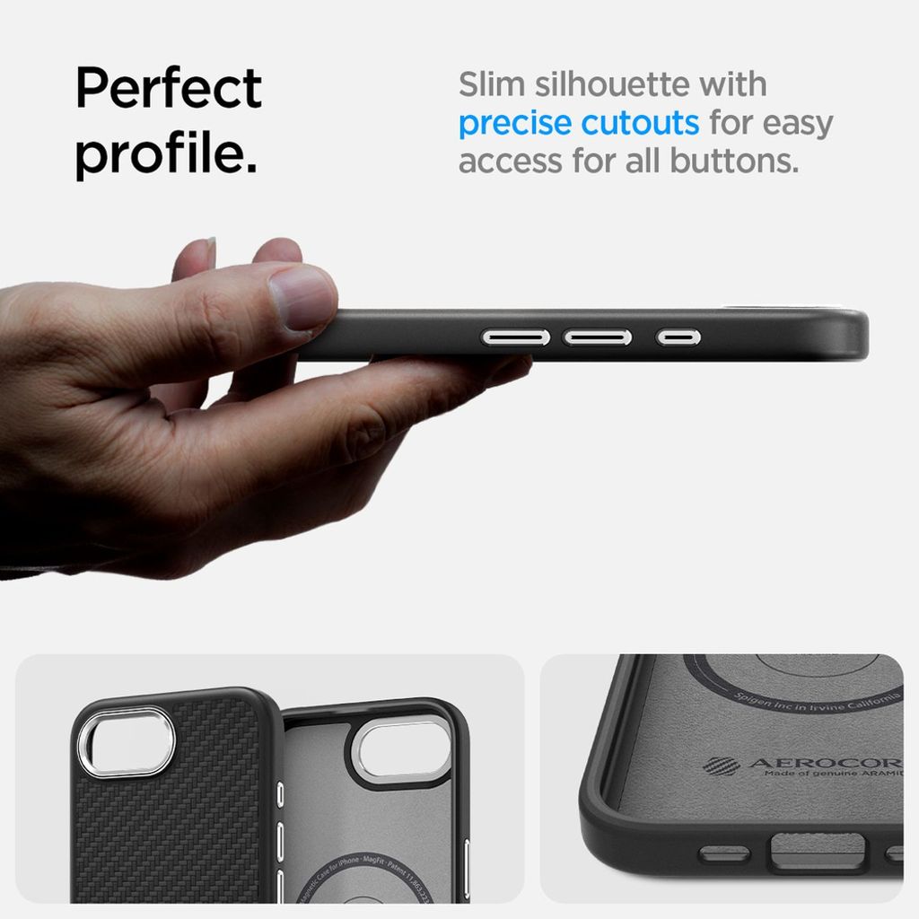 Spigen Enzo Aramid MagSafe Cover til iPhone 16e - Sort